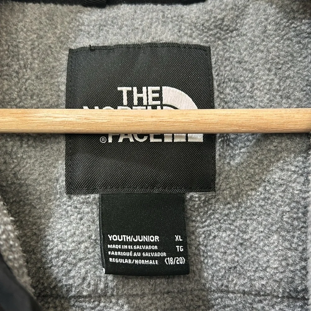 THE NORTH FACE YOUNG FLEECE JACKET  GREY BLACK FULL ZIP UP Sz XL(18-20) - Picture 4 of 7
